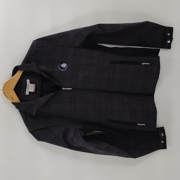 Nike Golf dark gray pin plaid fitted zip up jacket size medium size stretch - Picture 1 of 12